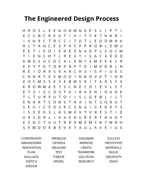 The Engineered Design Process Crossword Puzzle