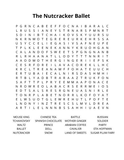 The Nutcracker Ballet  Word Search Puzzle