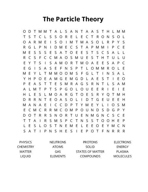 The Particle Theory Crossword Puzzle