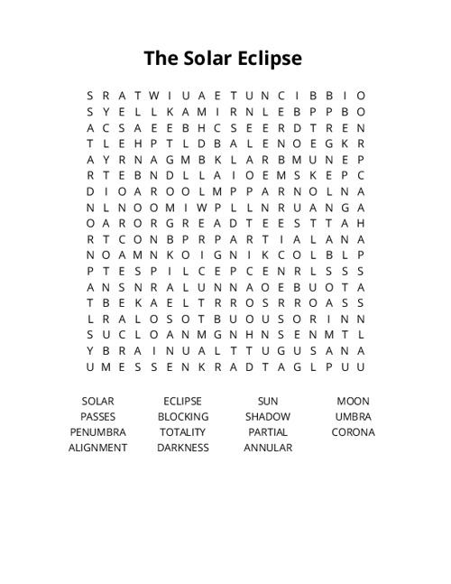 The Solar Eclipse Crossword Puzzle