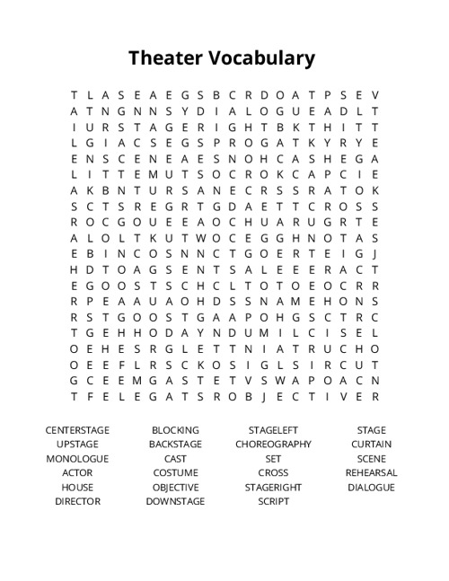 Theater Vocabulary Crossword Puzzle