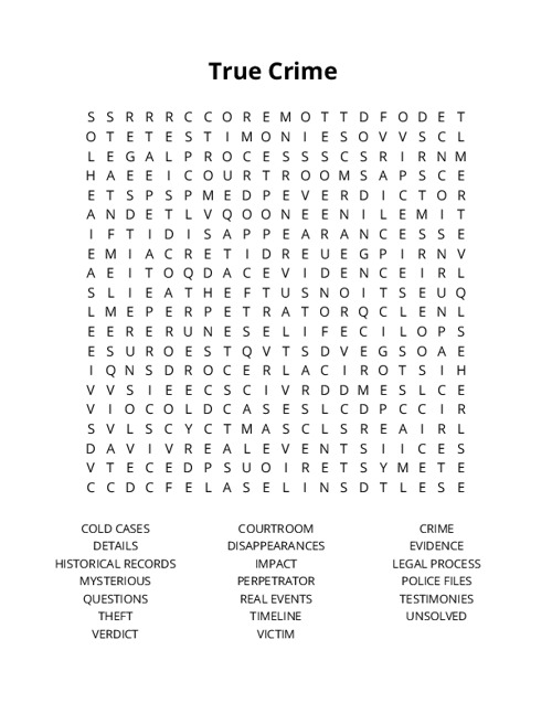 True Crime Crossword Puzzle