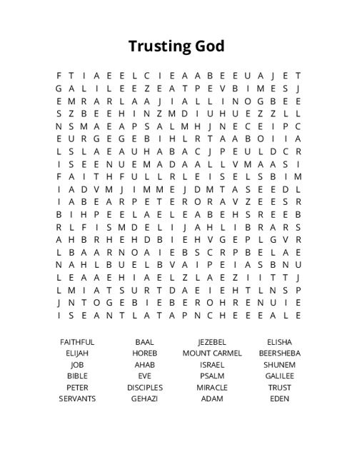 Trusting God Crossword Puzzle