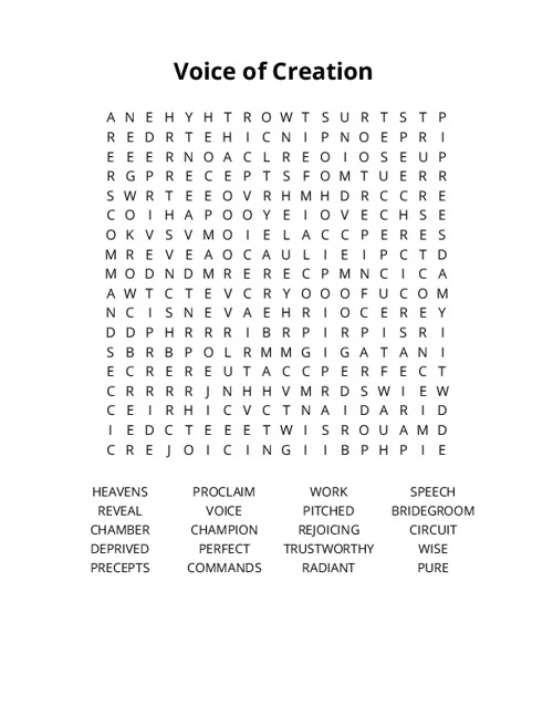 Voice of Creation Crossword Puzzle
