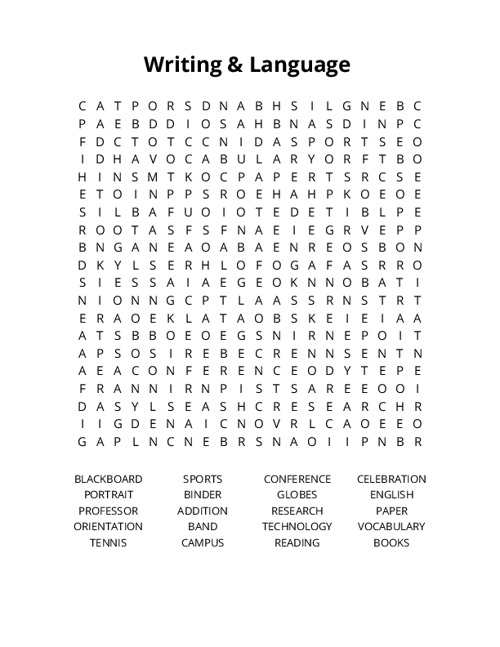 Writing & Language Crossword Puzzle