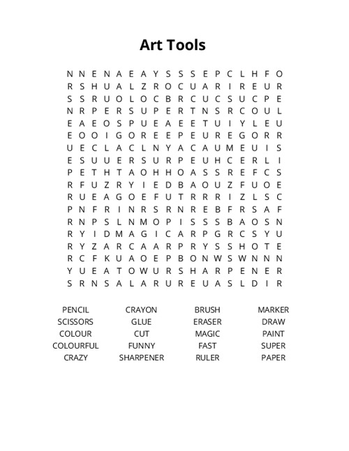 Art Tools Crossword Puzzle