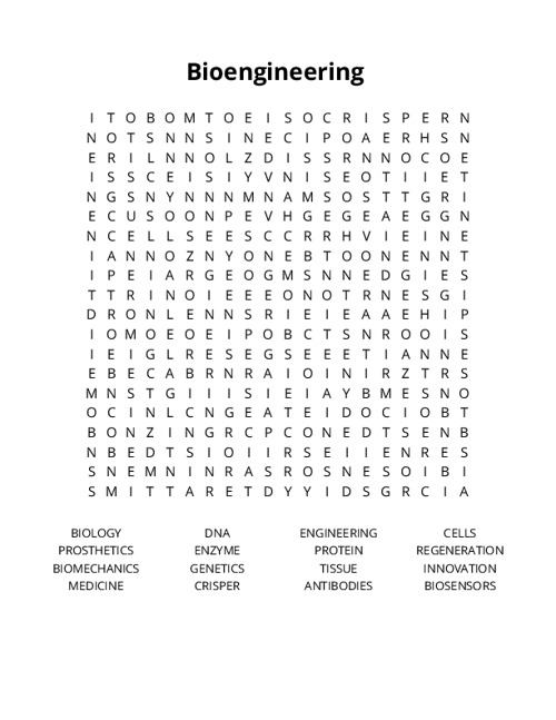 Bioengineering Crossword Puzzle