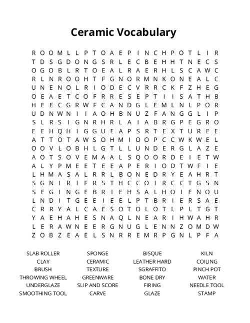 Ceramic Vocabulary Crossword Puzzle