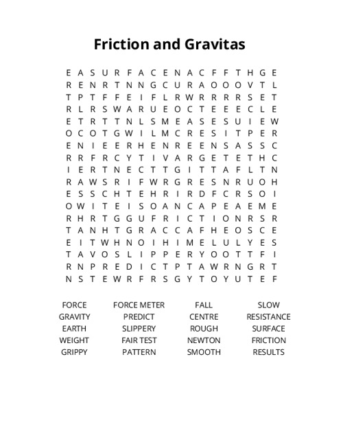 Friction and Gravitas Crossword Puzzle
