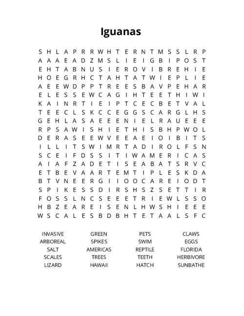 Iguanas Crossword Puzzle