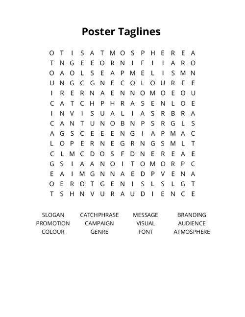 Poster Taglines Crossword Puzzle