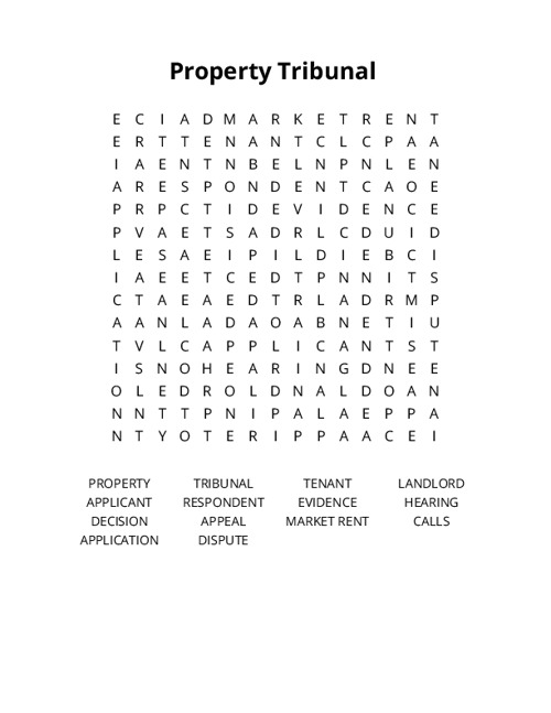 Property Tribunal Crossword Puzzle
