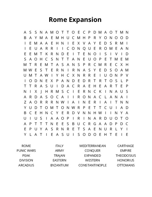 Rome Expansion Crossword Puzzle