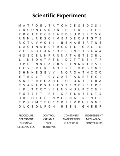 Scientific Experiment Crossword Puzzle