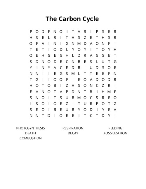 The Carbon Cycle Crossword Puzzle