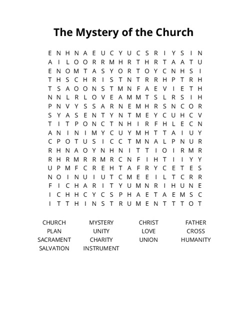 The Mystery of the Church Word Search Puzzle