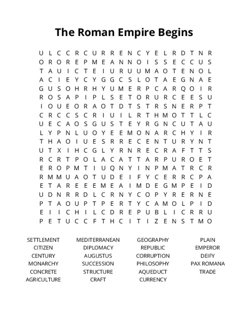 The Roman Empire Begins Crossword Puzzle