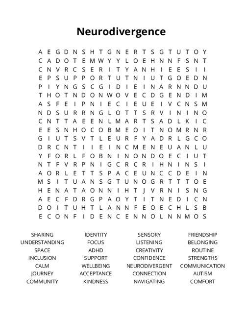 Neurodivergence Crossword Puzzle